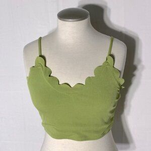5/$25 Zaful Green Scalloped Edge Ribbed Bikini Top 6